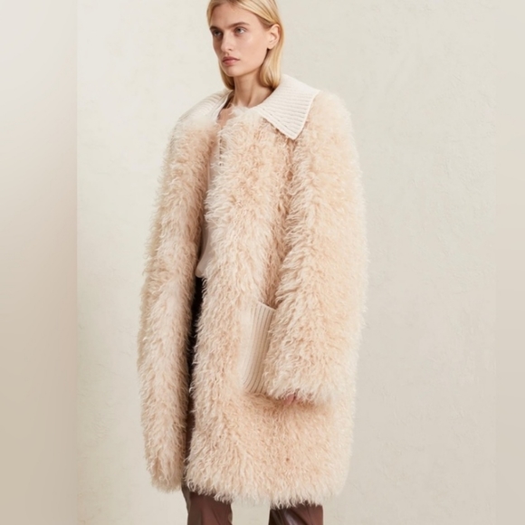 A.L.C. Ivory Faux Fur Heavy Teddy Coat sz M - Picture 2 of 8